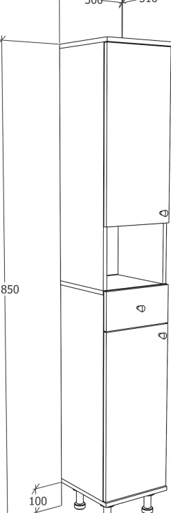 VCM Hochschrank »Badmöbel Hochschrank Badschrank Schublade Nilosi« 1 Stk. tlg.