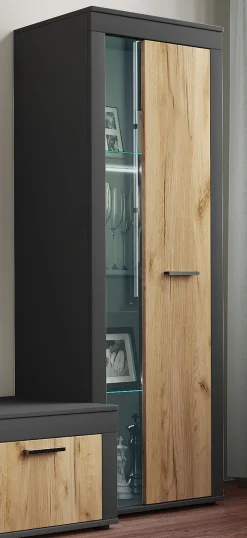 VCM Kommode »Schrank Vitrine Wohnzimmer Holz Glas Usilo« 1 Stk. tlg.