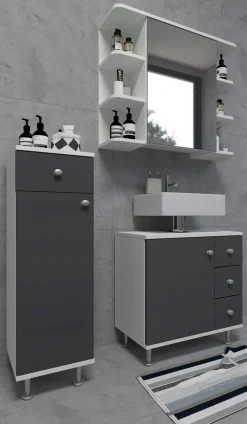 VCM Midischrank »Badmöbel Midischrank Badschrank Schublade Nilosi« 1 Stk. tlg.