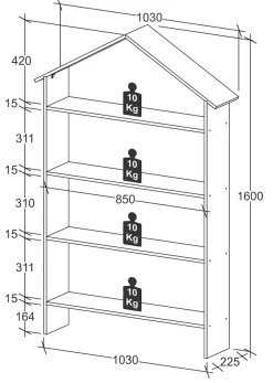 VCM Standregal »Holz Kinderregal Bücherregal Kinder Regal Malusa«