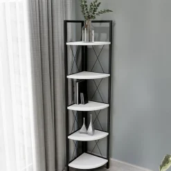 VCM Standregal »Holz Metall Eckregal Bücher Regal Insasi 5fach« 1 Stk. tlg.