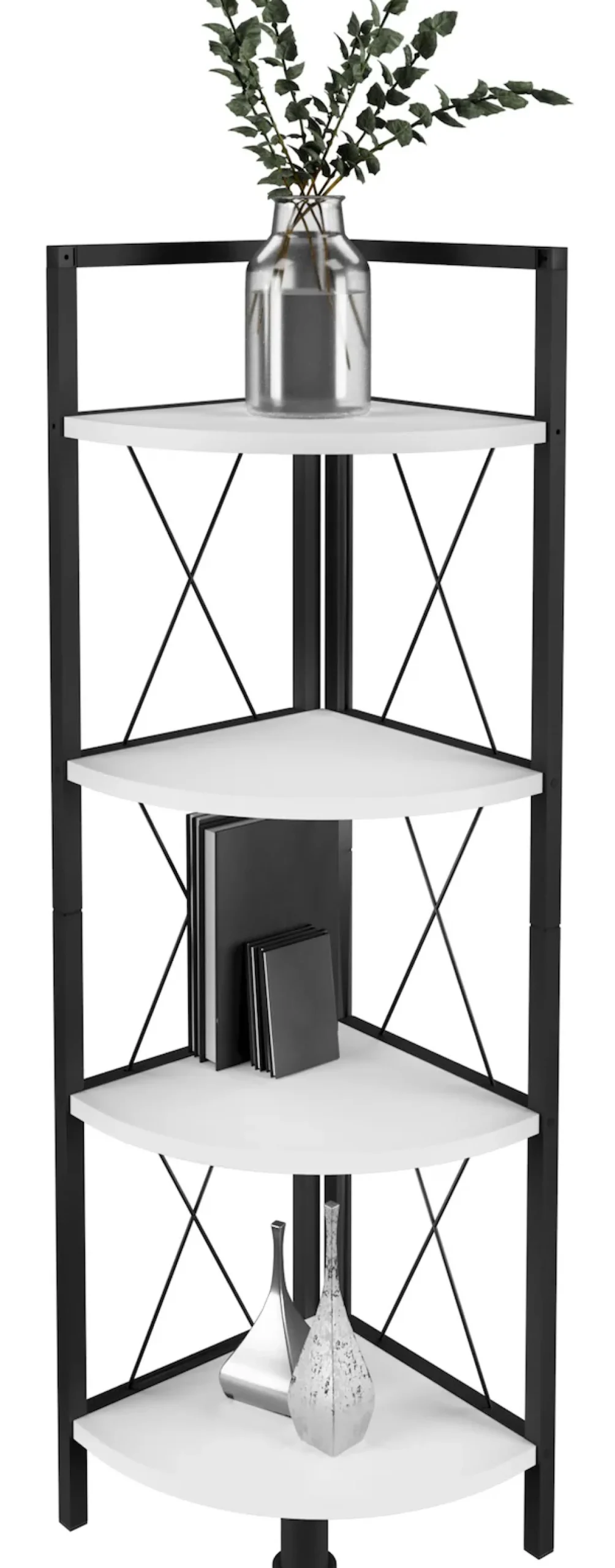 VCM Standregal »Holz Metall Eckregal Bücher Regal Insasi 4fach« 1 Stk. tlg.