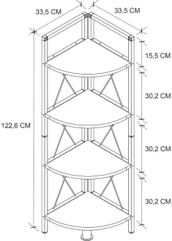 VCM Standregal »Holz Metall Eckregal Bücher Regal Insasi 4fach« 1 Stk. tlg.