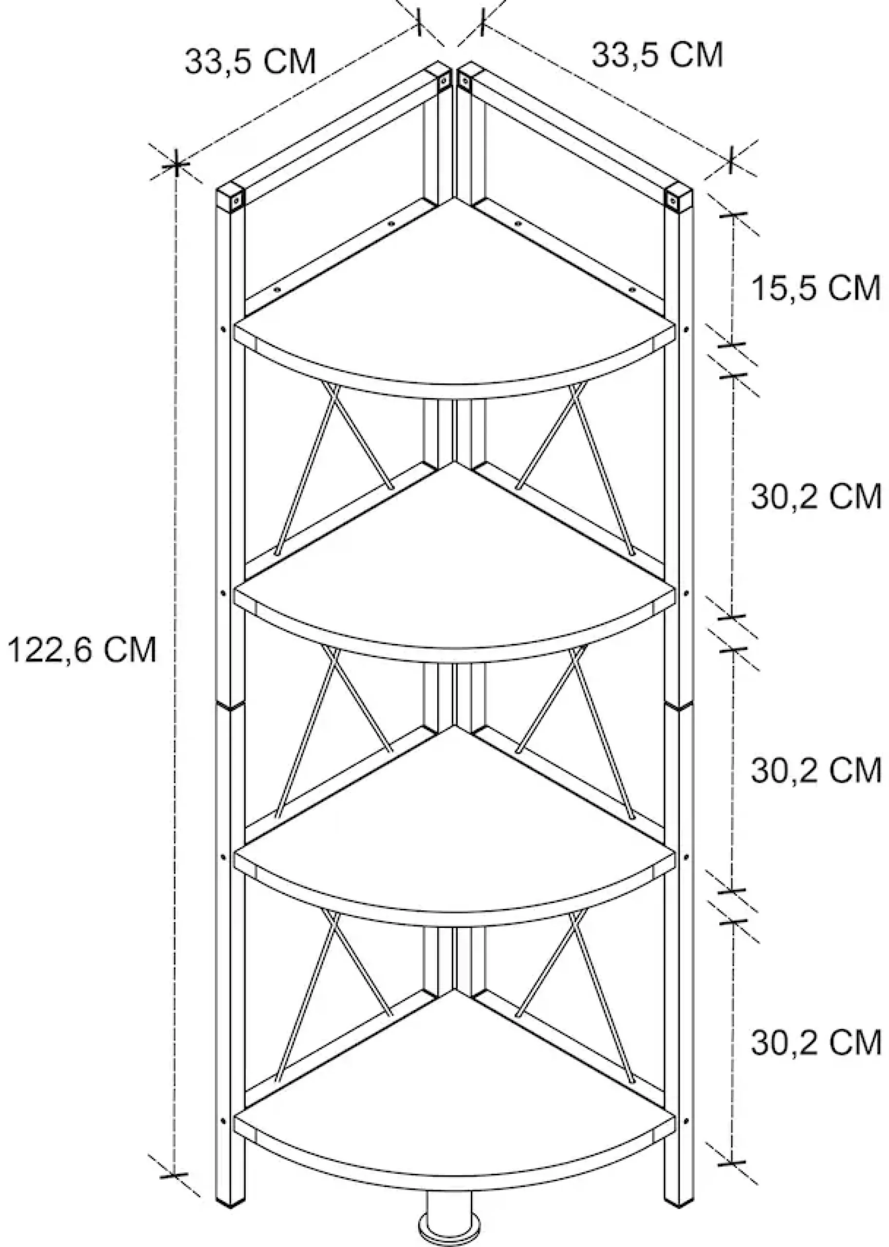 VCM Standregal »Holz Metall Eckregal Bücher Regal Insasi 4fach« 1 Stk. tlg.
