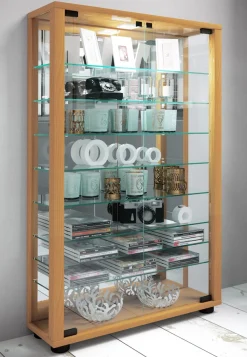 VCM Standvitrine »Glas Stand Vitrine Sammelvitrine Lumo Mini Spiegel« 1 Stk. tlg.