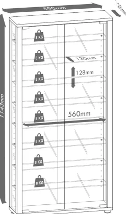 VCM Standvitrine »Holz Glas Stand Vitrine Sammelvitrine Lumo Maxi«