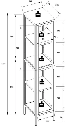 VCM Standvitrine »Stahl Glas Vitrine Schaukasten Floka XL« 1 Stk. tlg.
