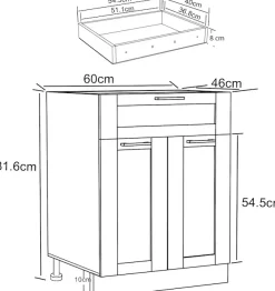 VCM Unterschrank »Küchenschrank 60 cm Unterschrank Schublade Colura« 1 Stk. tlg.
