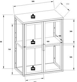 VCM Wandregal »Stahl Wandvitrine Hängevitrine Vitrine Glas Flokas« 1 Stk. tlg.