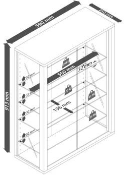 VCM Wandregal »Wandvitrine Hängevitrine Glasvitrine Glas Udina L« 1 Stk. tlg.