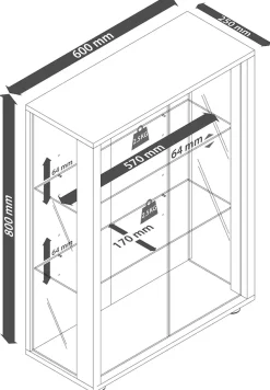 VCM Wandregal »Wandvitrine Hängevitrine Glasvitrine Glas Udina M« 1 Stk. tlg.