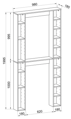 VCM Waschmaschinenumbauschrank »Holz Wandregal Überbau WC Bad Regal Tinol XL« 1 Stk. tlg.