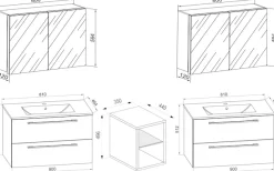 VCM Waschtisch »3-tlg. Doppel Waschplatz Waschtisch Badinos XXL« 3 Stk. tlg.