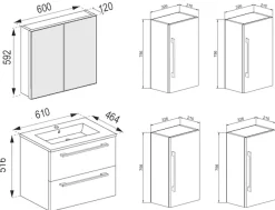 VCM Waschtisch »5-tlg. Waschplatz Waschtisch Badinos Schublade SC« 5 Stk. tlg.
