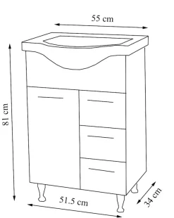 VCM Waschtisch »3-tlg. Waschplatz Waschtisch Schubladen Lisalo L« 3 Stk. tlg.