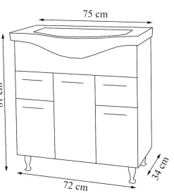 VCM Waschtisch »3-tlg. Waschplatz Waschtisch Schubladen Lisalo XL« 3 Stk. tlg.