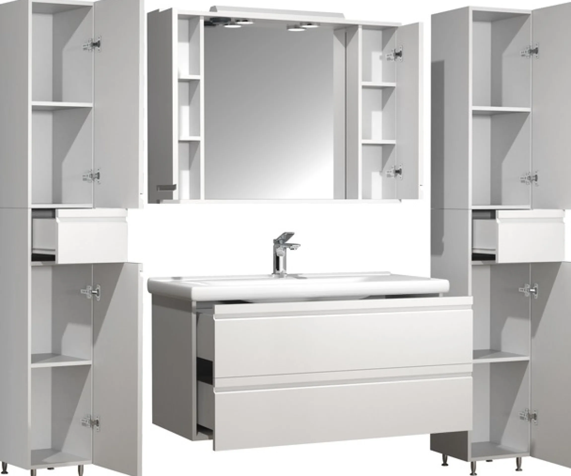 VCM Waschtisch »5-tlg. Waschplatz Waschtisch Schubladen Silora XL« 5 Stk. tlg.