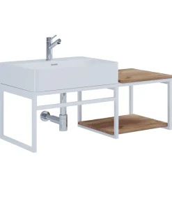 VCM Waschtisch »2-tlg. Waschtisch Badmöbel Holz Metall Bitila 100« 2 Stk. tlg.