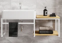 VCM Waschtisch »2-tlg. Waschtisch Badmöbel Holz Metall Bitila 100« 2 Stk. tlg.