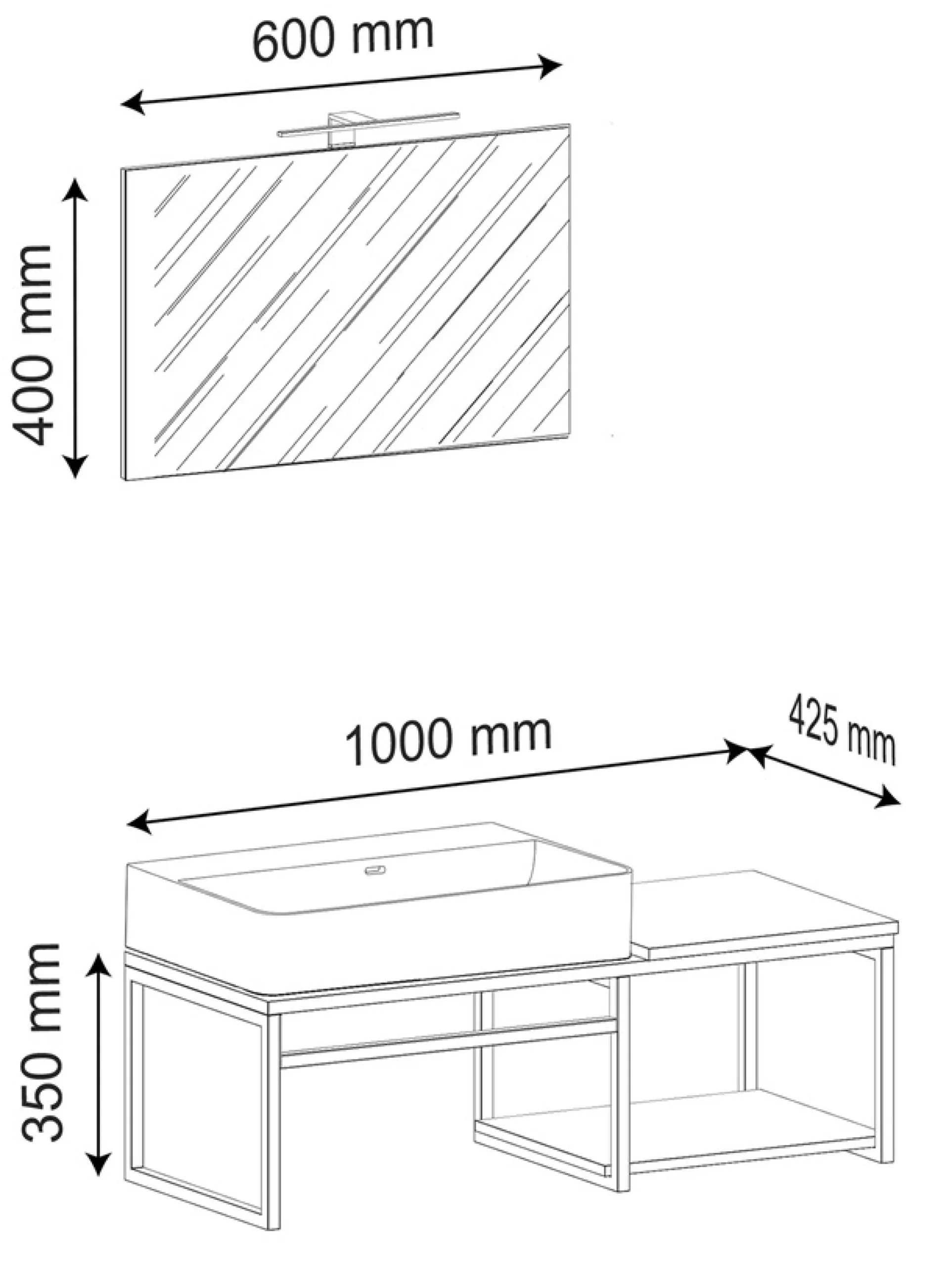 VCM Waschtisch »3-tlg. Waschtisch Badmöbel Waschbecken Bitila 100« 3 Stk. tlg.