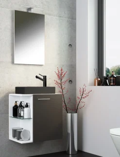 VCM Waschtisch »3-tlg Waschtisch Hausa Spiegelschrank Schwarz« 3 Stk. tlg.
