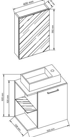 VCM Waschtisch »3-tlg Waschtisch Hausa Spiegelschrank Schwarz« 3 Stk. tlg.