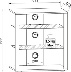 VCM Wohnzimmertisch »Hifi Möbel Rack Glas Phono Mediaregal Folas Rollen« 1 Stk. tlg.