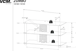 VCM Wohnzimmertisch »TV Möbel Sideboard Fernseh Rack Alu Glas Zumbo« 1 Stk. tlg.