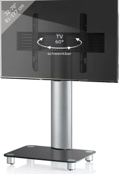 VCM Wohnzimmertisch »TV Standfuß Glas Fernseh Rollen Ständer Fuß Tosal« 1 Stk. tlg.