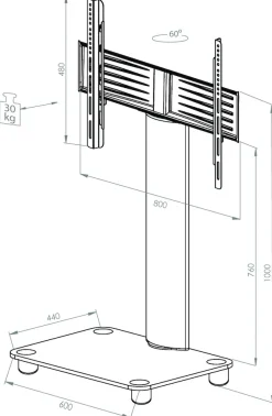 VCM Wohnzimmertisch »TV Standfuß Glas Fernseh Rollen Ständer Fuß Tosal« 1 Stk. tlg.