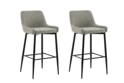Venture Home Barhocker »Plaza, 2er-Set Barhocker in beigem Leinen, schwarze Beine, 150 kg« Set, 2 Stk. tlg. Tresenstuhl, Stoffbezug, Metallbeine, Fußstütze, einladend