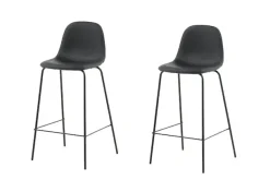 Venture Home Barhocker »Polar, 2er-Set Barhocker in Schwarz-PU, luxuriös, 150 kg belastbar« 2 Stk. tlg. Tresenstuhl, Lederlook, schwarze Metallbeine, Fußstütze, edel