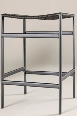 Venture Home Barhocker »Polly, 2er-Set Barhocker mit schwarzem Seilsitz und Stahlbeinen« Set, 2 Stk. tlg. Tresenhocker minimalistisch, Seildesign, komfortabel