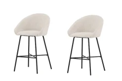 Venture Home Barhocker »Velvet, 2er-Set Barhocker mit weißem Teddy-Sitz, belastbar bis 150 kg« 2 Stk. tlg. Tresenstuhl, Plüsch-Bezug, schwarzer Stahlrahmen, Fußstütze, kuschelig