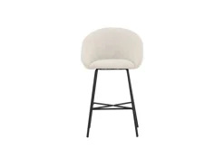 Venture Home Barhocker »Velvet, 2er-Set Barhocker mit weißem Teddy-Sitz, belastbar bis 150 kg« 2 Stk. tlg. Tresenstuhl, Plüsch-Bezug, schwarzer Stahlrahmen, Fußstütze, kuschelig
