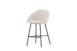 Venture Home Barhocker »Velvet, 2er-Set Barhocker mit weißem Teddy-Sitz, belastbar bis 150 kg« 2 Stk. tlg. Tresenstuhl, Plüsch-Bezug, schwarzer Stahlrahmen, Fußstütze, kuschelig