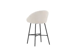 Venture Home Barhocker »Velvet, 2er-Set Barhocker mit weißem Teddy-Sitz, belastbar bis 150 kg« 2 Stk. tlg. Tresenstuhl, Plüsch-Bezug, schwarzer Stahlrahmen, Fußstütze, kuschelig