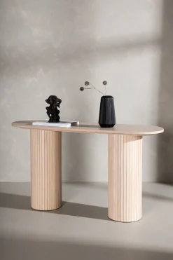Venture Home Beistelltisch »Bianca, ovaler Konsolentisch mit Holzfurnier-Optik, 130 × 40 cm« Ablagetisch, Furnier, oval, hoch, geräumig, edel