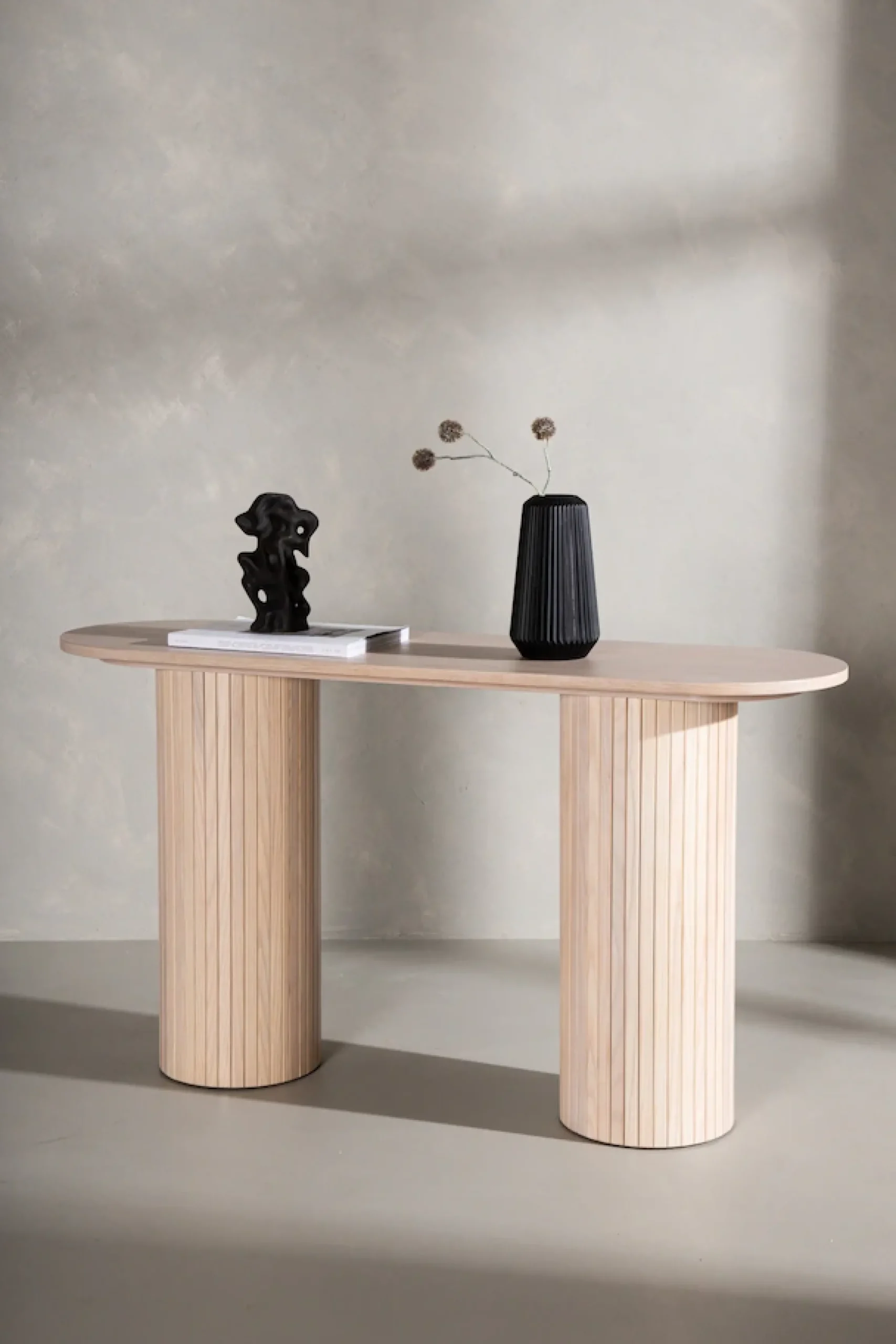 Venture Home Beistelltisch »Bianca, ovaler Konsolentisch mit Holzfurnier-Optik, 130 × 40 cm« Ablagetisch, Furnier, oval, hoch, geräumig, edel