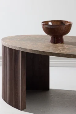 Venture Home Couchtisch »Bristol, ovaler Couchtisch 120 × 60 cm in Mocca mit grauer Steinoptik« Sofatisch, MDF, 3D-Papier, oval, kontrastreich, raffiniert