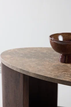 Venture Home Couchtisch »Bristol, ovaler Couchtisch 120 × 60 cm in Mocca mit grauer Steinoptik« Sofatisch, MDF, 3D-Papier, oval, kontrastreich, raffiniert
