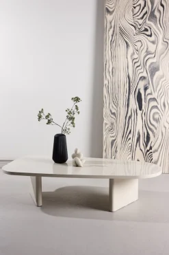 Venture Home Couchtisch »Grönvik, ovaler Couchtisch 130 × 65 cm in glänzendem Beige, modern« Sofatisch, MDF, Glanzfinish, oval, sanft geformt, Skandinavisch
