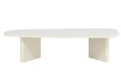 Venture Home Couchtisch »Grönvik, ovaler Couchtisch 130 × 65 cm in glänzendem Beige, modern« Sofatisch, MDF, Glanzfinish, oval, sanft geformt, Skandinavisch