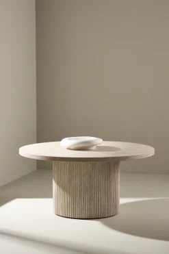 Venture Home Couchtisch »Härön, runder Couchtisch in Travertinoptik, Ø 80 cm« Sofatisch, MDF, 3D-Papier, rund, niedrig, edel