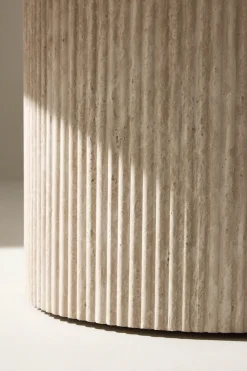 Venture Home Couchtisch »Härön, runder Couchtisch in Travertinoptik, Ø 80 cm« Sofatisch, MDF, 3D-Papier, rund, niedrig, edel
