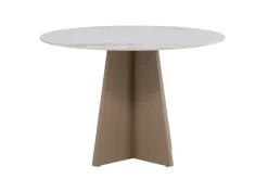 Venture Home Esstisch »Bootcut, runder Esstisch Ø 110 cm aus Sinterstein in Marmoroptik« Esszimmertisch, Steinplatte, MDF-Untergestell, rund, beige, edel