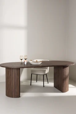 Venture Home Esstisch »Härön, ovaler Esstisch in warmem Mokka, einladend, 200 × 90 cm« Esszimmertisch, MDF, Stahlbeine, oval, gesellig, einheitlich