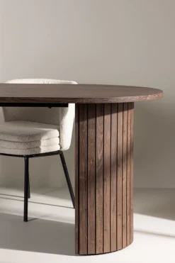 Venture Home Esstisch »Härön, ovaler Esstisch in warmem Mokka, einladend, 200 × 90 cm« Esszimmertisch, MDF, Stahlbeine, oval, gesellig, einheitlich