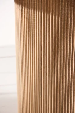 Venture Home Esstisch »Härön, runder Esstisch Ø 120 cm mit Glasplatte und Holzfuß, FSC« Esszimmertisch, transparente Platte, MDF-Mittelfuß, gerippt, hell