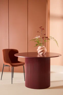 Venture Home Esstisch »Lenox, runder Esstisch in tiefem Bordeauxrot, kraftvoll, Ø 110 cm« Esszimmertisch, MDF, einheitlich bordeaux, rund, modern, elegant